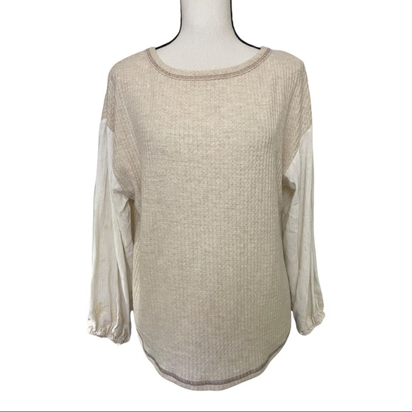 Chrysanthemum color block long sleeves embroidery rayon XS oversized sweatshirt - Picture 1 of 12